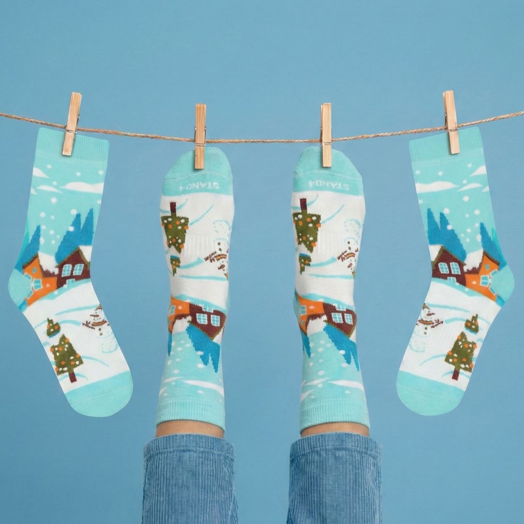 Snowy Christmas Scene Sock