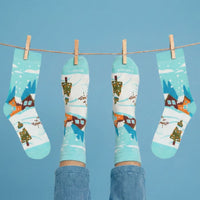 Snowy Christmas Scene Sock