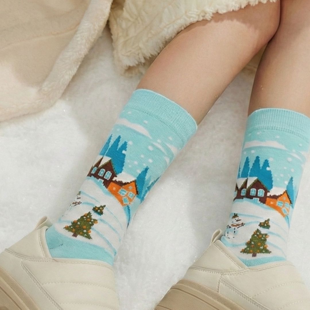 Snowy Christmas Scene Sock