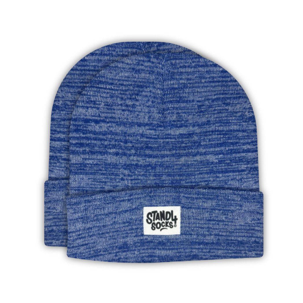 Stand4 Solid Blue Beanie with Patch
