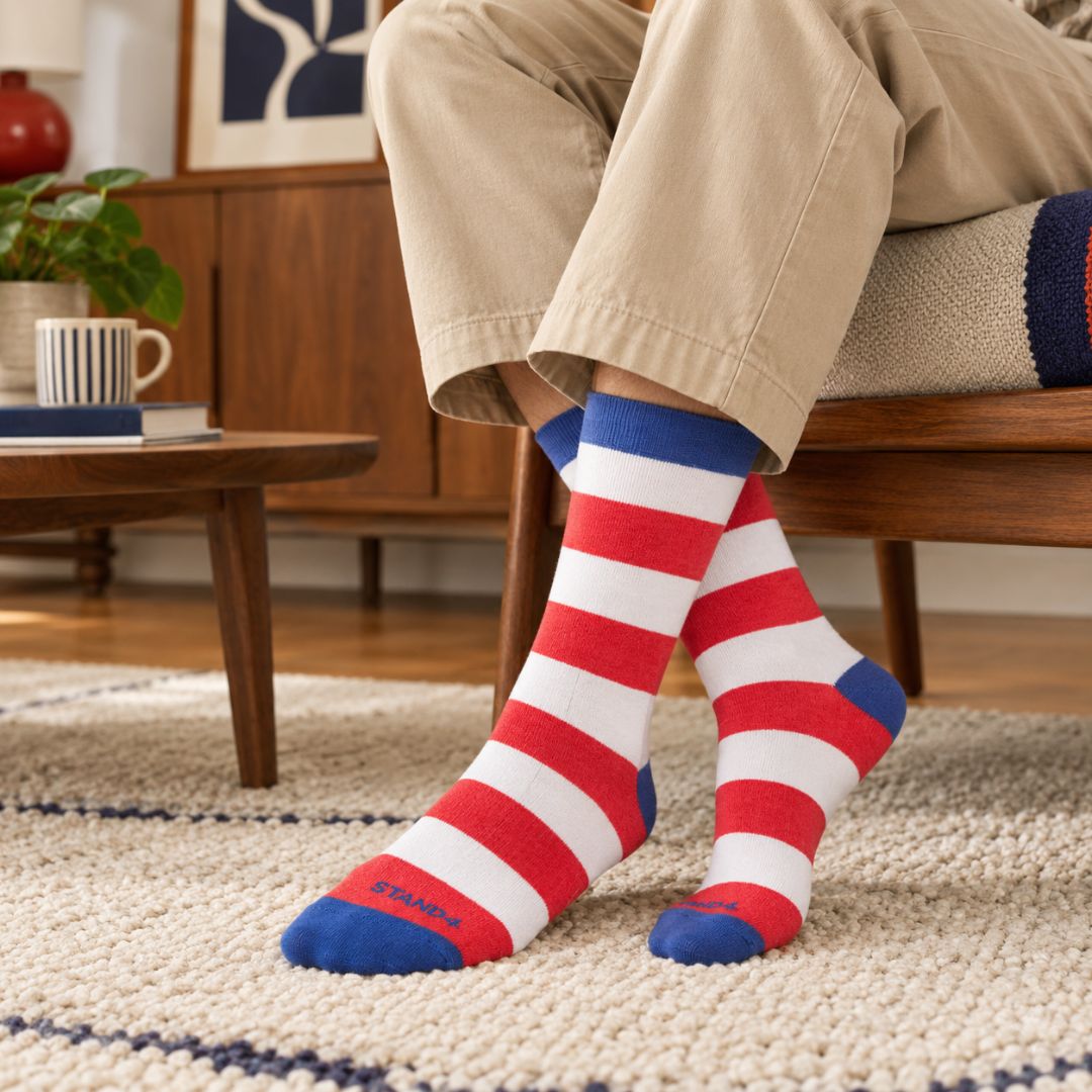 Classic Red & White Stripe Bamboo Sock