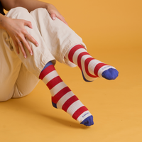 Classic Red & White Stripe Bamboo Sock