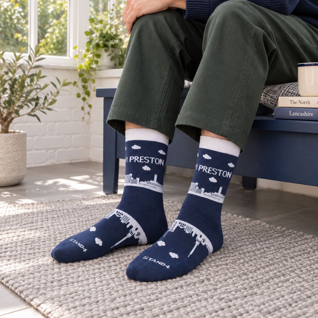 Preston White & Blue Skyline Sock