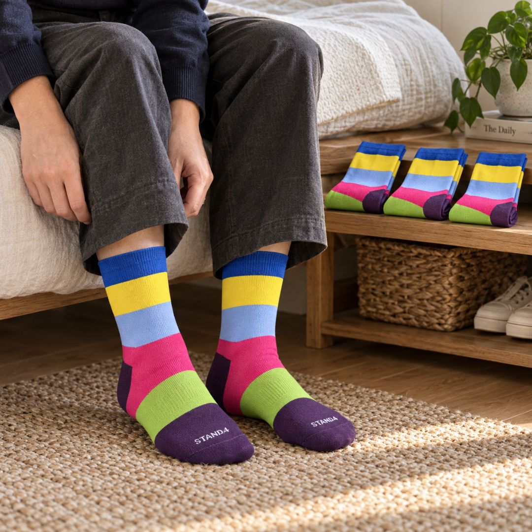 Reverse Statement Stripe Sock 4-pack