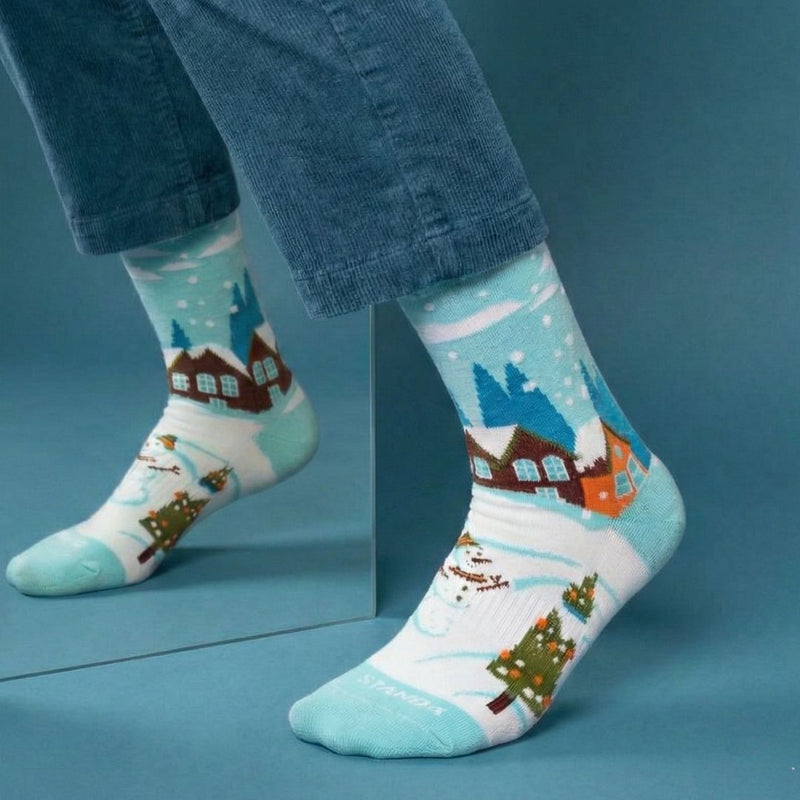 Snowy Christmas Scene Sock