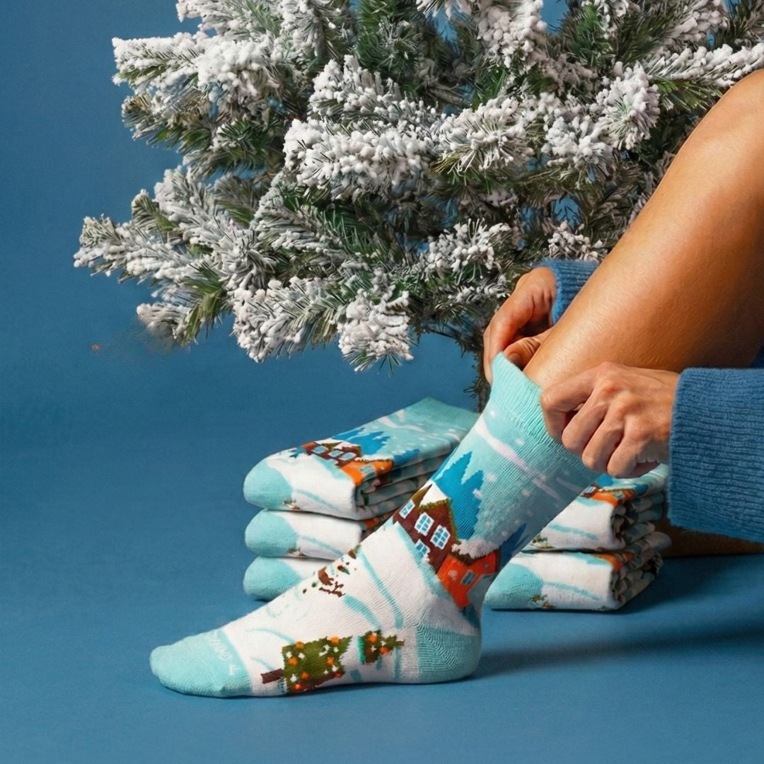 Snowy Christmas Scene Sock