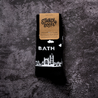 Bath Skyline cotton crew socks in gift packaging | Stand4 Socks buy one, give one to someone homeless