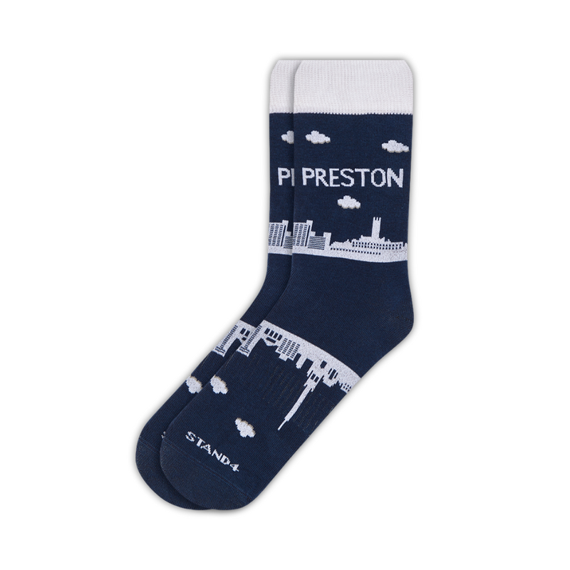 Preston White & Blue Skyline Sock