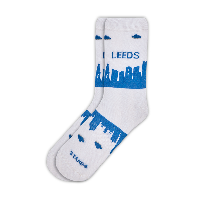 Leeds White & Blue Skyline Sock