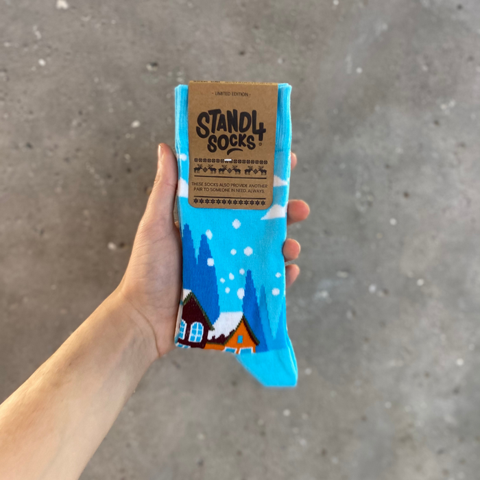 Snowy Christmas Scene Sock