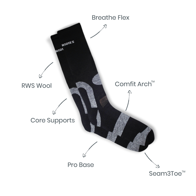 Abstract Black Performance Wool Hiking Sock