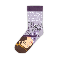 Purple Ada Lovelace cotton crew socks with portrait, equations and circuit design | Stand4 Socks