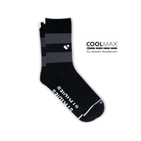 Black COOLMAX performance cycling sock with reflective grey stripes | Stand4 Socks