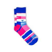 Pink, blue and white striped COOLMAX performance cycling sock | Stand4 Socks